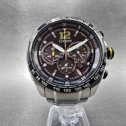 Citizen Eco-Drive Chronograph Watch Men 47mm Black Dial Steel Date Round Runs5