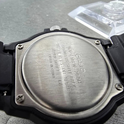 Casio Dive Watch Men 43mm White Dial Black Tone Round Daydate MRW-200H New BattL9