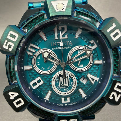 Invicta Jason Taylor Chrono Watch Men 52mm Blue Dial Green Daydate 40432 NewBatt1