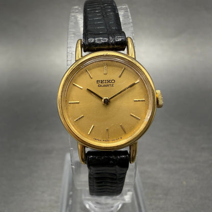 Seiko Watch Women 19mm Gold Dial Gold Tone Round 5420-0019 New Battery VTG 370