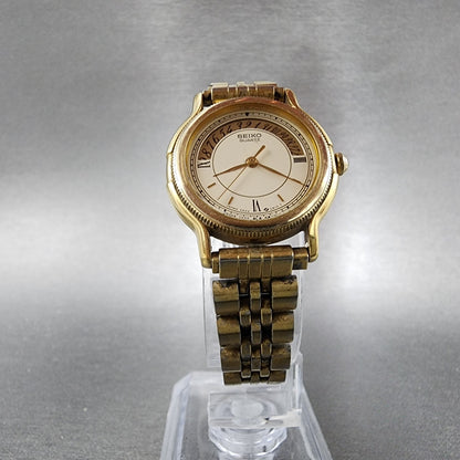 Seiko Watch Women 26mm Cream Dial Gold Tone Round 2A220A10 New Battery5