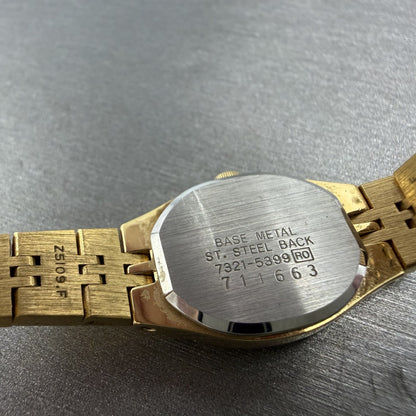 Seiko Watch Women 17mm Black Dial Gold Tone Rectangle 7321-5399 New Battery9
