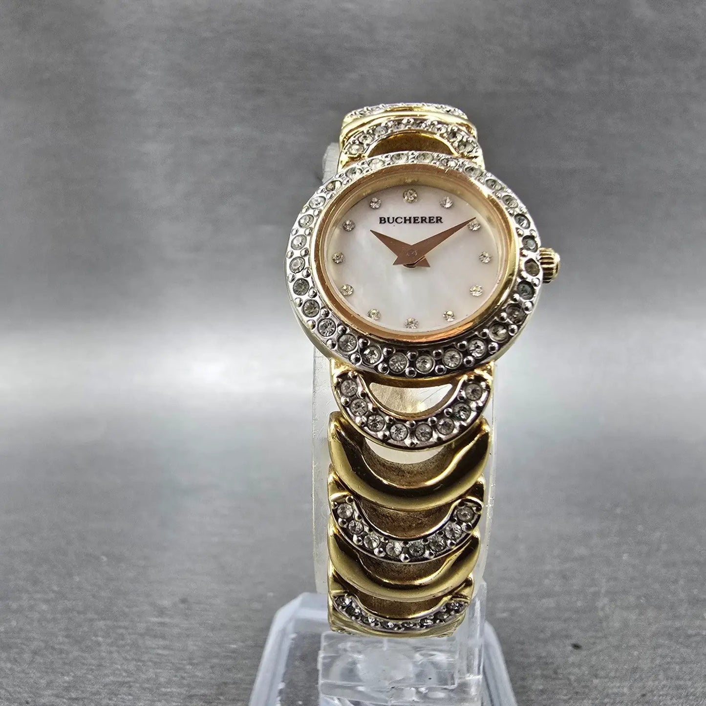 Bucherer Watch Women 20mm MOP Dial Gold Tone Round 901 544 New Battery Crystals5