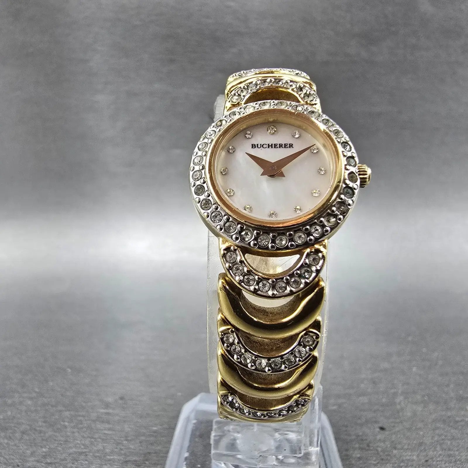 Bucherer Watch Women 20mm MOP Dial Gold Tone Round 901 544 New Battery Crystals5