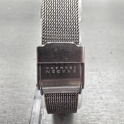 Skagen Denmark Steel Watch Women 25mm Black Dial Silver Tone 107SSSBD New Batt7