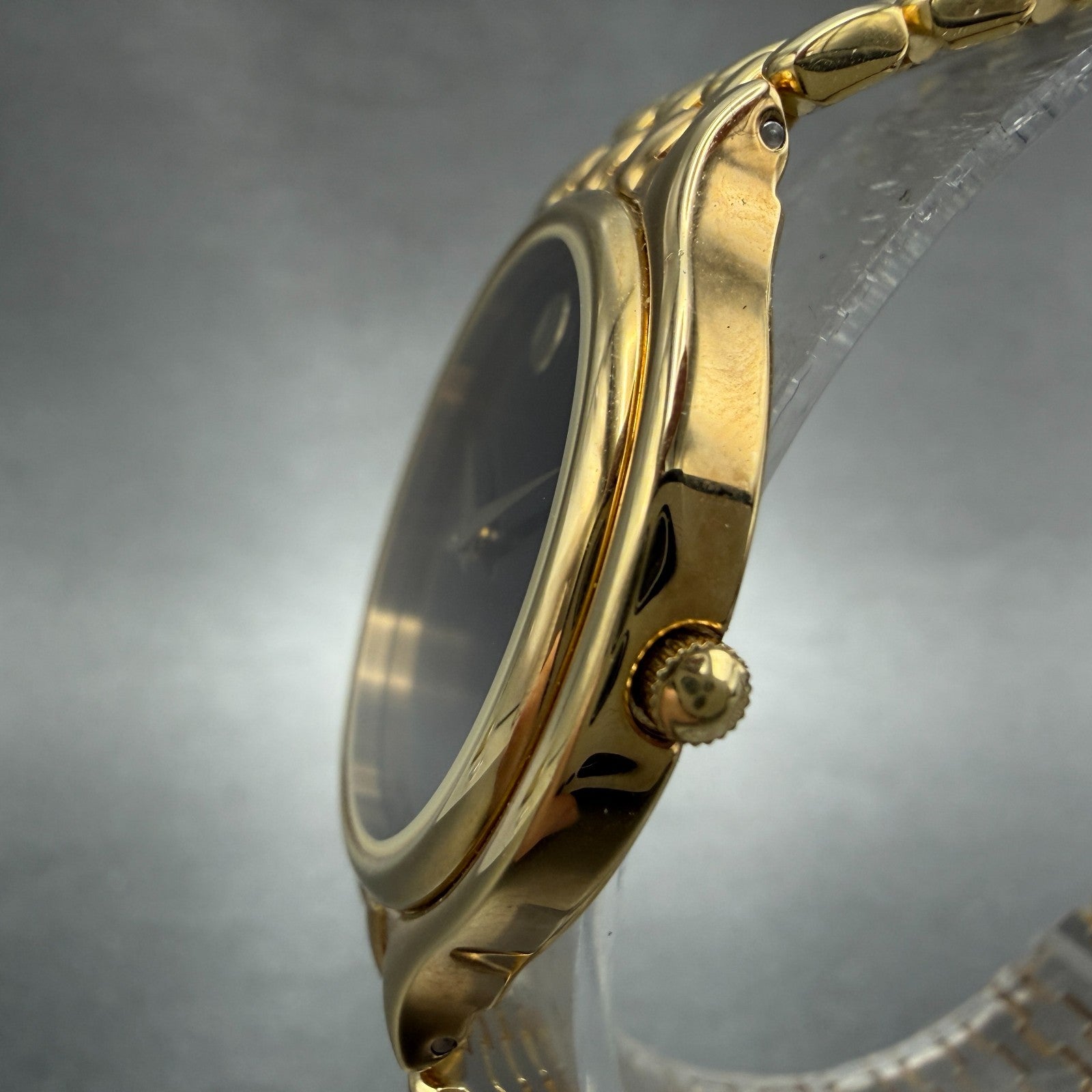 Movado Museum Watch Men 32mm Black Dial Gold Tone Round 87-85-866 New Battery4