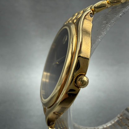 Movado Museum Watch Men 32mm Black Dial Gold Tone Round 87-85-866 New Battery4