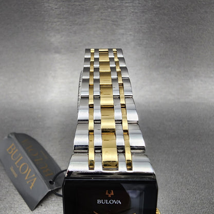Bulova Quadra Tank Watch Women 21mm Black Dial Two Tone Rectangle 98P185 CHIPPED4