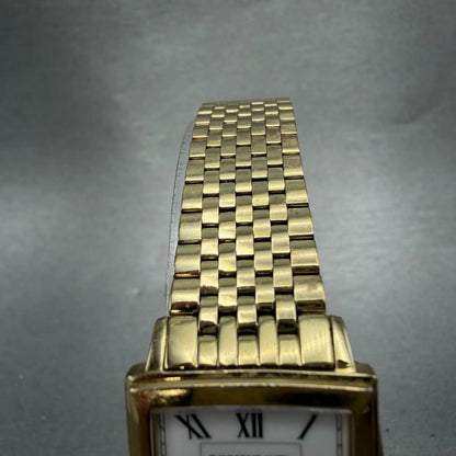 Raymond Weil Tradition Tank Watch Women 24mm White Dial Gold Tone Date 5956 Runs4
