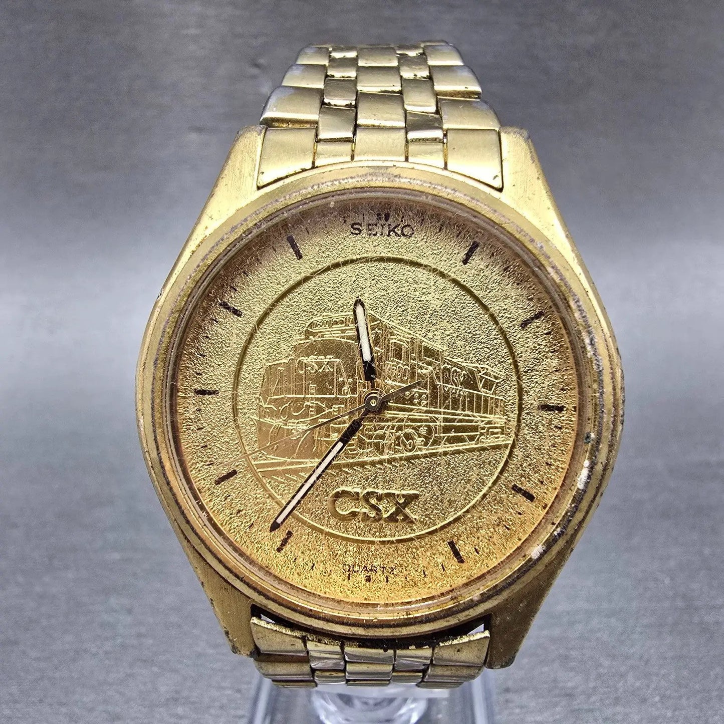 Seiko Watch Men 37mm CSX Champagne Dial Gold Tone Round 7N43-9048 PARTS Vintage0