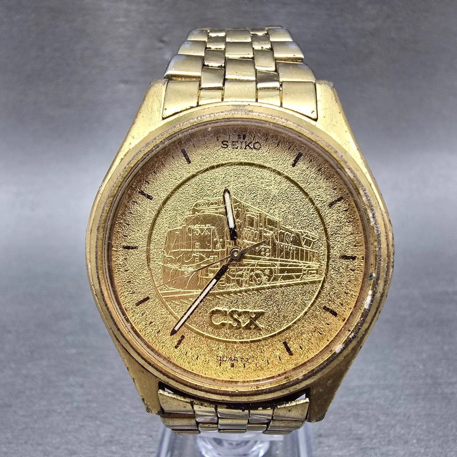 Seiko Watch Men 37mm CSX Champagne Dial Gold Tone Round 7N43-9048 PARTS Vintage0