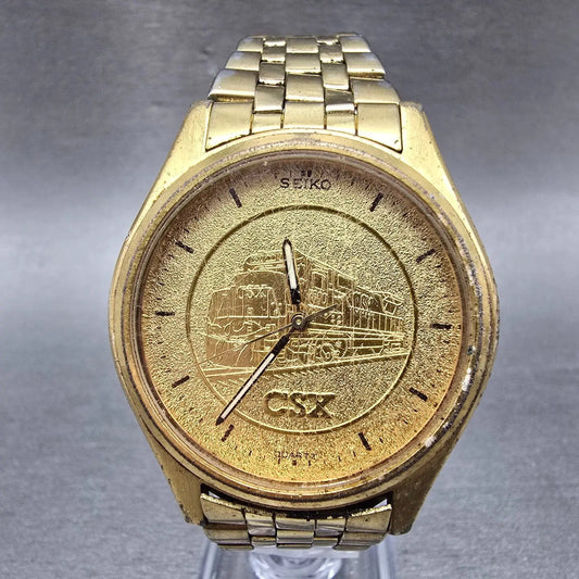 Seiko Watch Men 37mm CSX Champagne Dial Gold Tone Round 7N43-9048 PARTS Vintage0