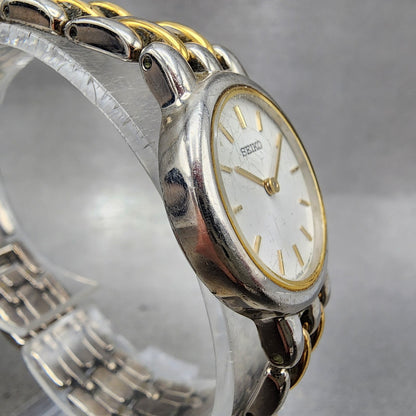 Seiko Watch Women 24mm Silver Dial Two Tone Round V7006379 New Battery3