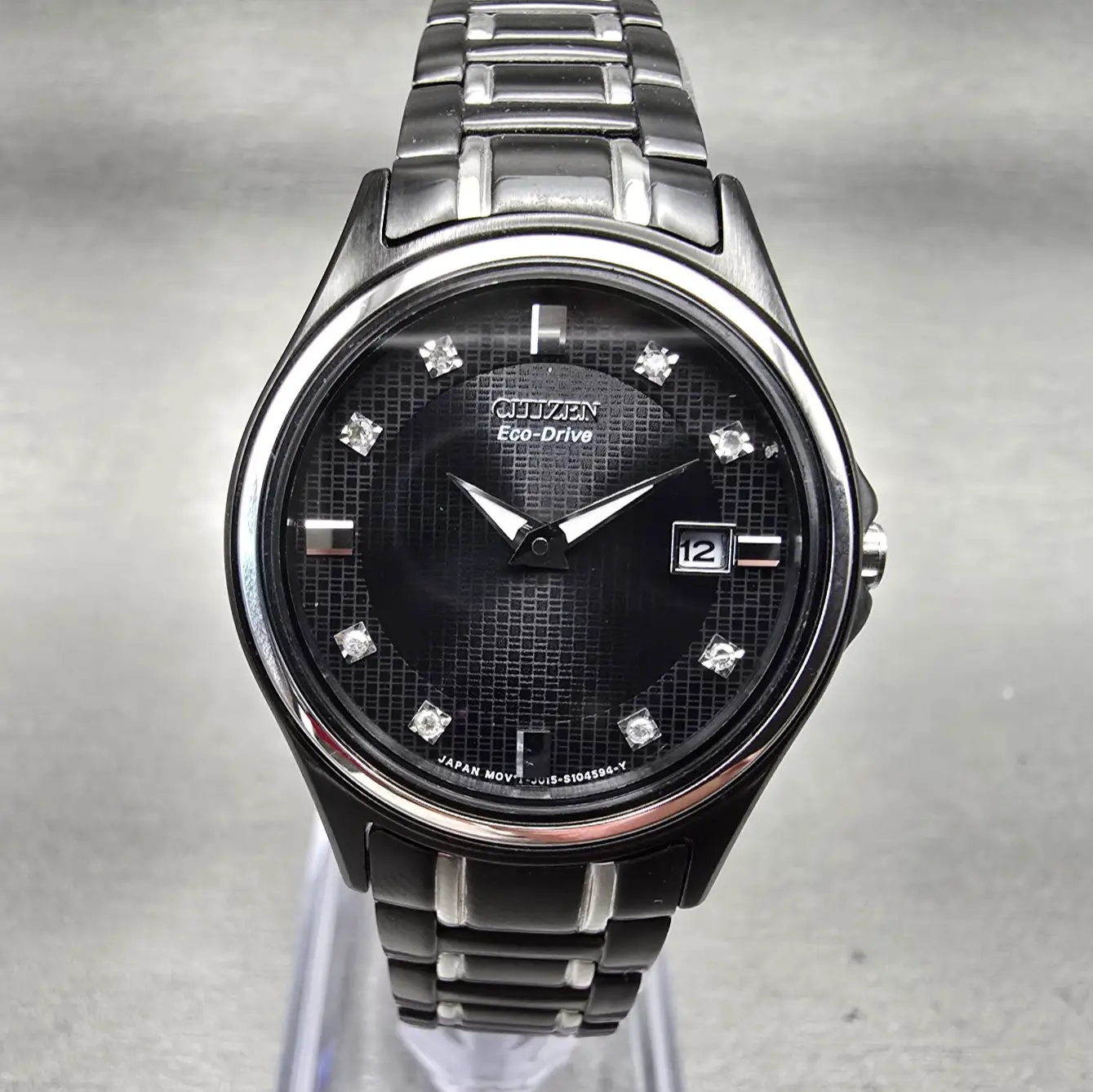 Citizen Eco-Drive Watch Women 27mm Black Dial Two Tone Date J015-S070112 Works0