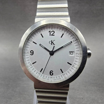 Calvin Klein Watch Women 31mm Silver Dial Stainless Steel Date Round New Battery0
