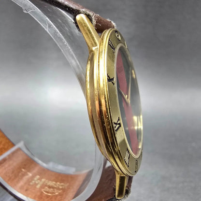Gucci 3001M Watch Men 33mm Red & Green Dial Gold plated Round New Battery VTG3