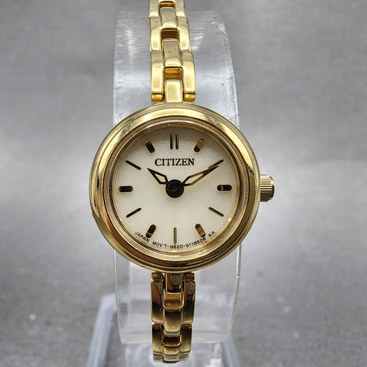 Citizen EcoDrive Watch Women 18mm White Dial Gold Tone Round G620S081611 Runs0