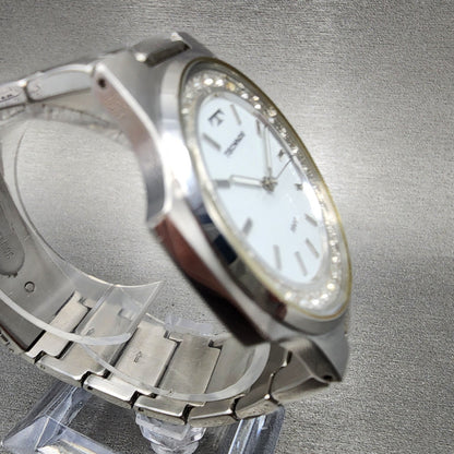 Technos 1900 Watch Men 41mm White Dial Steel Octagon T2591 New Battery
