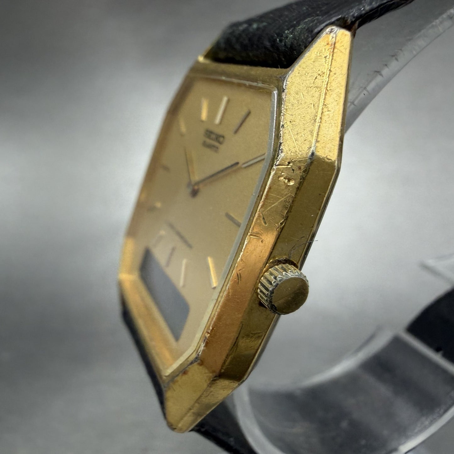 Seiko Analgo Digital Watch Men 29mm Gold Dial Gold Tone Alarm H448-5060 PARTS3
