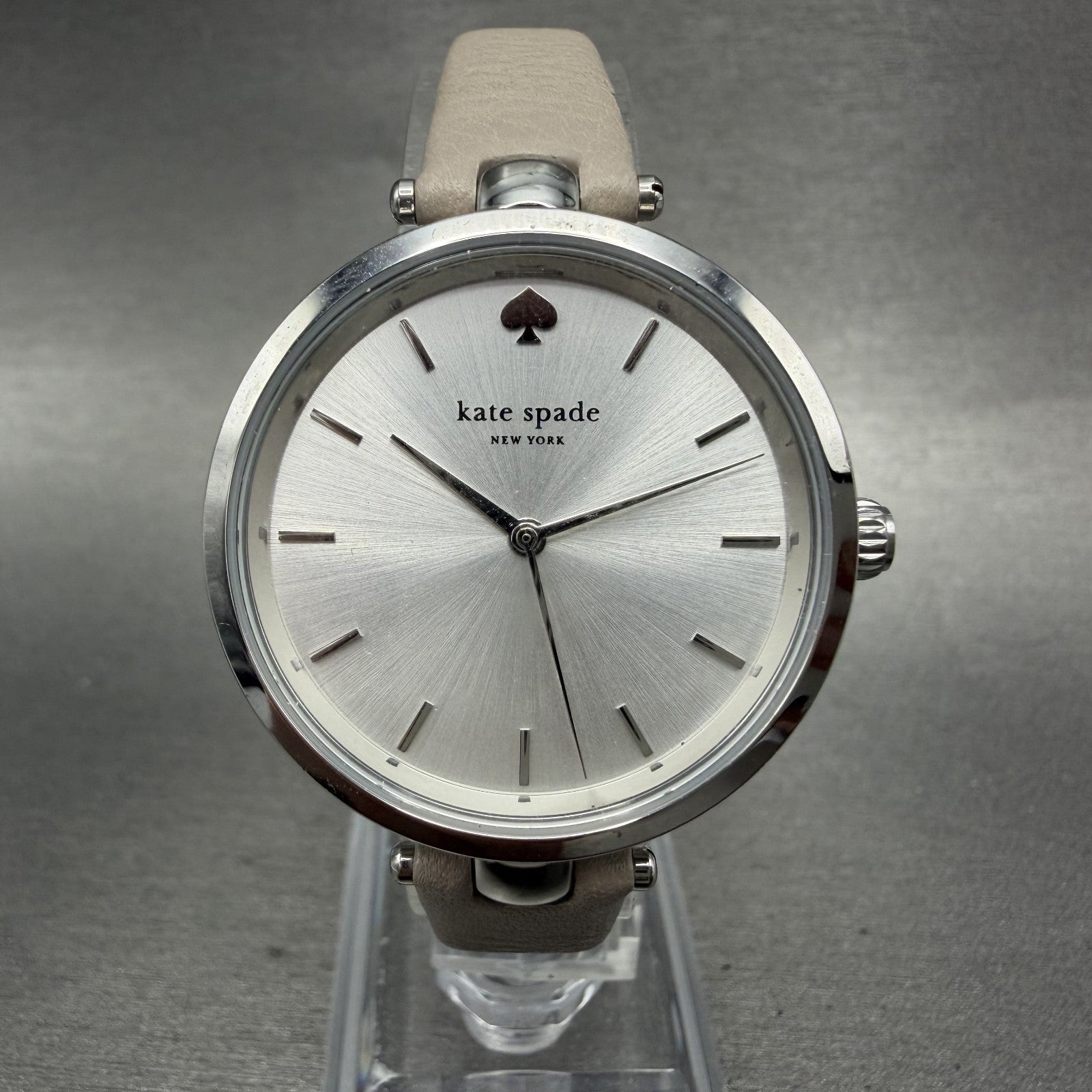 Kate Spade Holland Watch Women 34mm Silver Dial Silver Tone Round New Battery0
