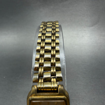 Seiko Tank Watch Women 18mm Champagne Dial Gold Tone Rectangle V401-5129 NewBatt4