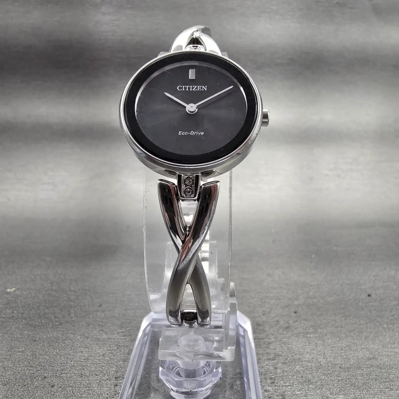 Citizen Eco-Drive Watch Women 23mm Black Dial Silver Tone B023-S100526 Works5