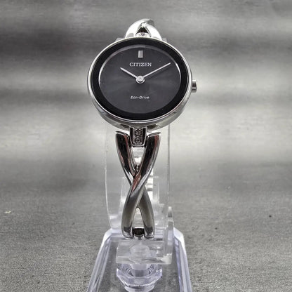 Citizen Eco-Drive Watch Women 23mm Black Dial Silver Tone B023-S100526 Works5