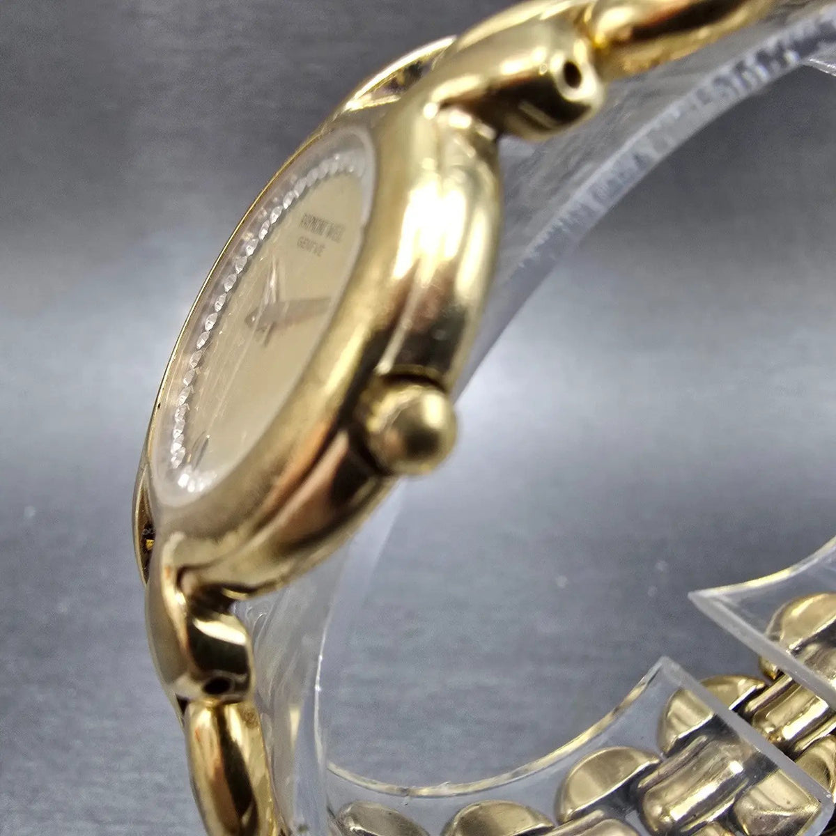Raymond Weil Watch Women 24mm Gold Dial Gold Plated Round 5355 New Battery2
