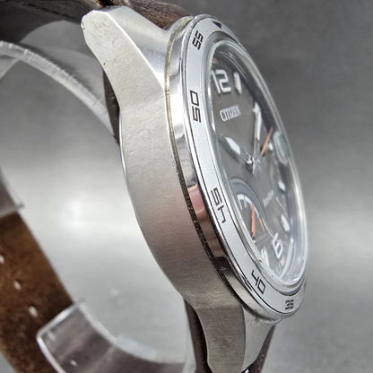 Citizen Eco-Drive PRT Watch Men 41mm Gray Dial Steel Date Round AW7039-01H Works3