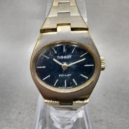 Tissot Stylist Watch Women 21mm Blue Dial Silver Tone Manual Wind PARTS2