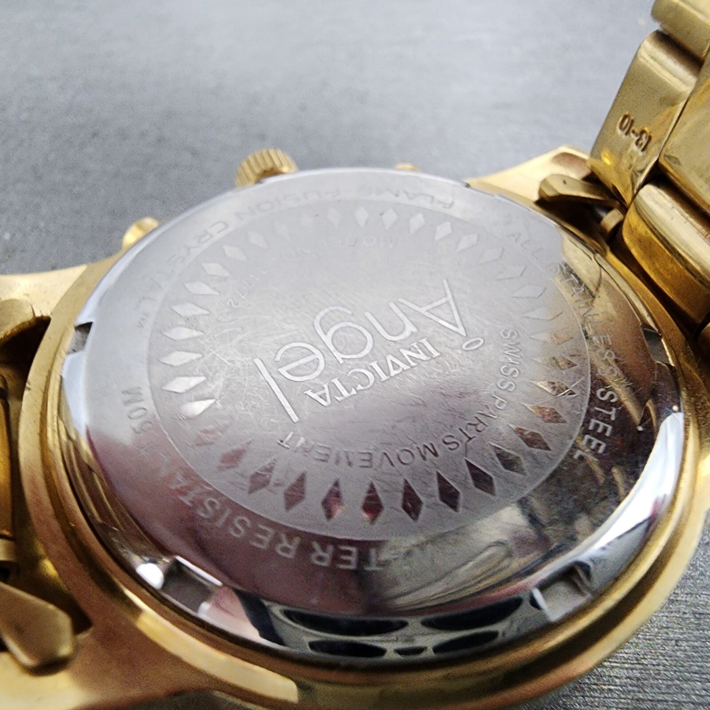 Invitca Angel Watch Women 38mm MOP Dial Gold Tone Daydate Round New Battery9