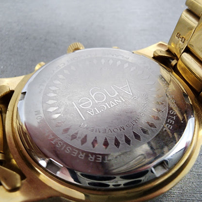 Invitca Angel Watch Women 38mm MOP Dial Gold Tone Daydate Round New Battery9