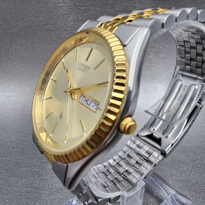 Citizen CQ President Watch Men 36mm Champagne Dial Two Tone Daydate Round Newbat2