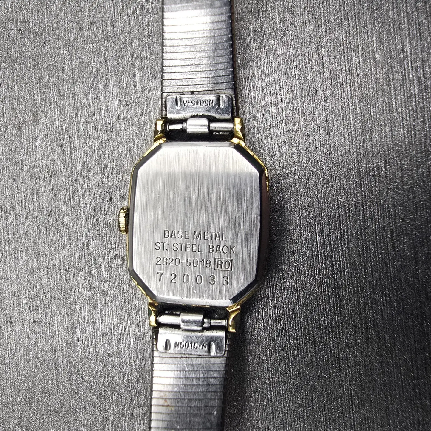 Seiko Watch Women 16mm Black Dial Gold Tone Rectangle 2B20-5019 New Battery VTG10