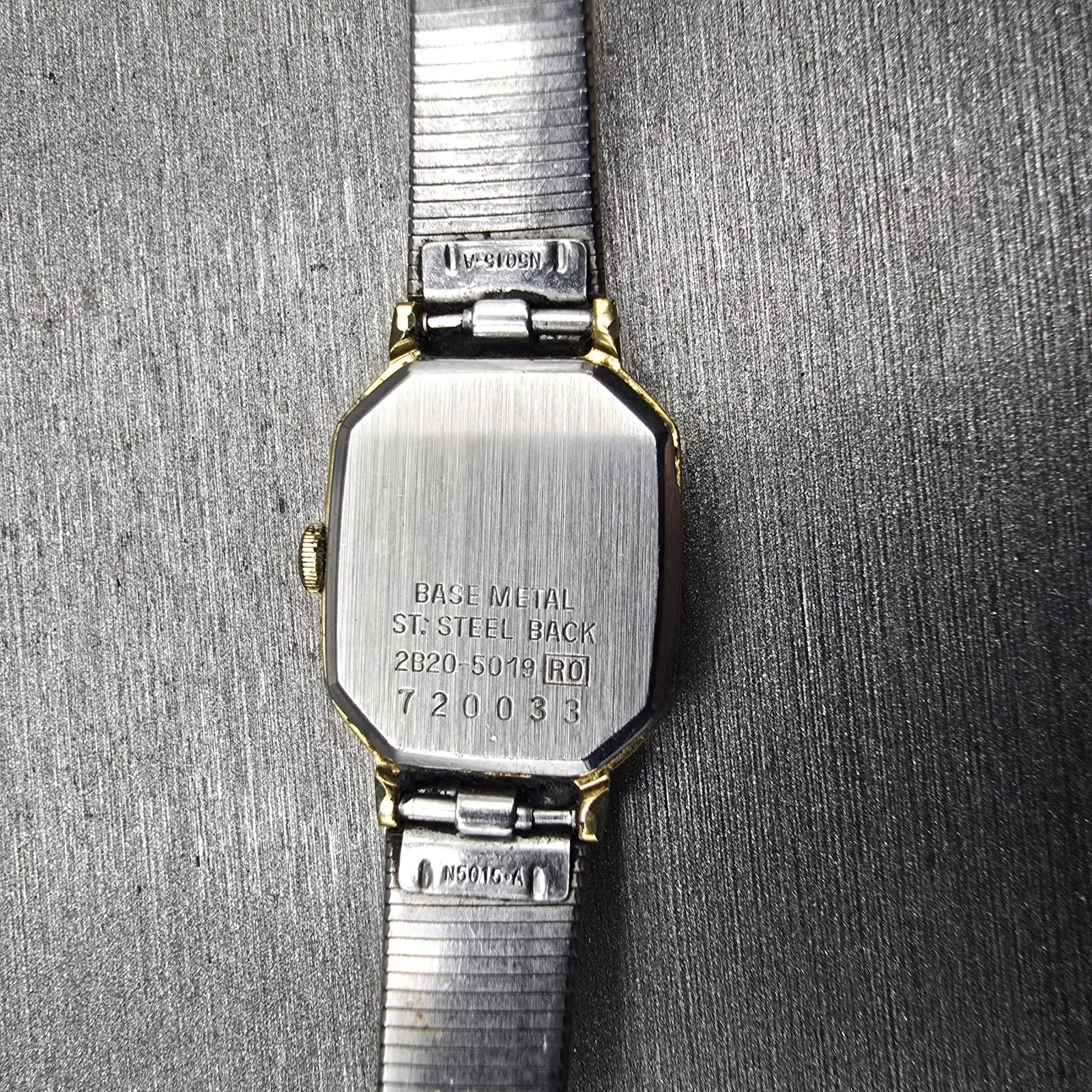 Seiko Watch Women 16mm Black Dial Gold Tone Rectangle 2B20-5019 New Battery VTG10