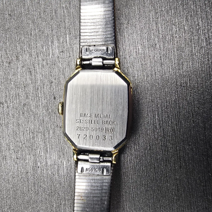 Seiko Watch Women 16mm Black Dial Gold Tone Rectangle 2B20-5019 New Battery VTG10