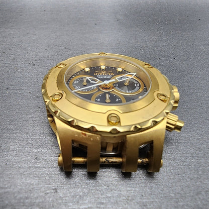 Invicta Subaqua Chronograph Watch Women 40mm Black Dial Gold Tone Date New Batt2