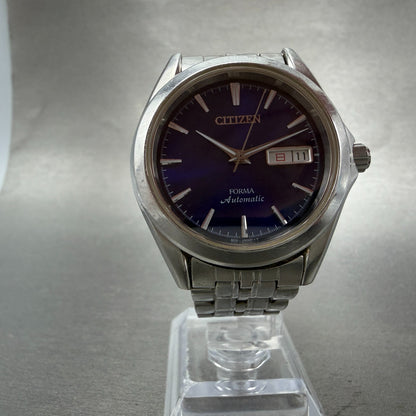 Citizen Forma Automatic Watch Men 37mm Blue dial Silver Tone Daydate READ!! Runs5