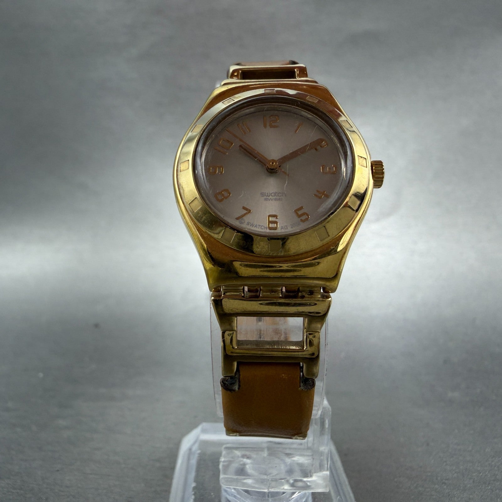 Swatch Irony Watch Women 25mm Silver Dial Gold Tone Round New Battery5