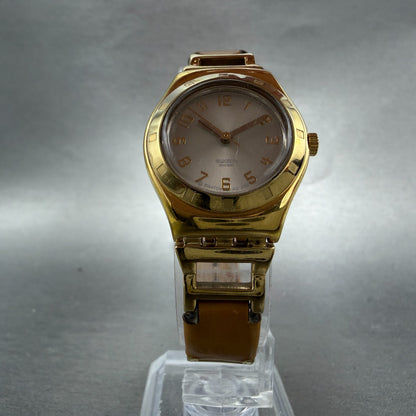 Swatch Irony Watch Women 25mm Silver Dial Gold Tone Round New Battery5