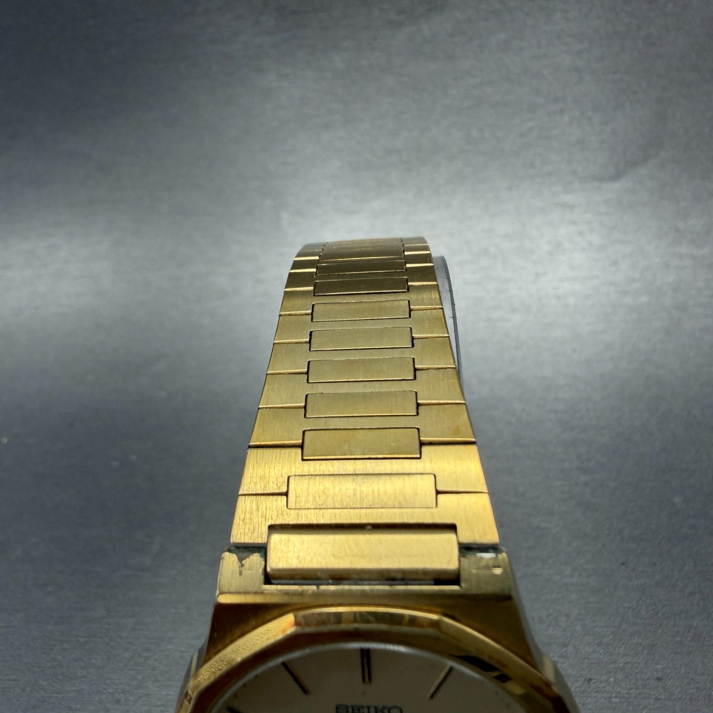 Seiko Watch Men 33mm Champagne Dial Gold Tone Round 6030-7060 New Battery VTG4