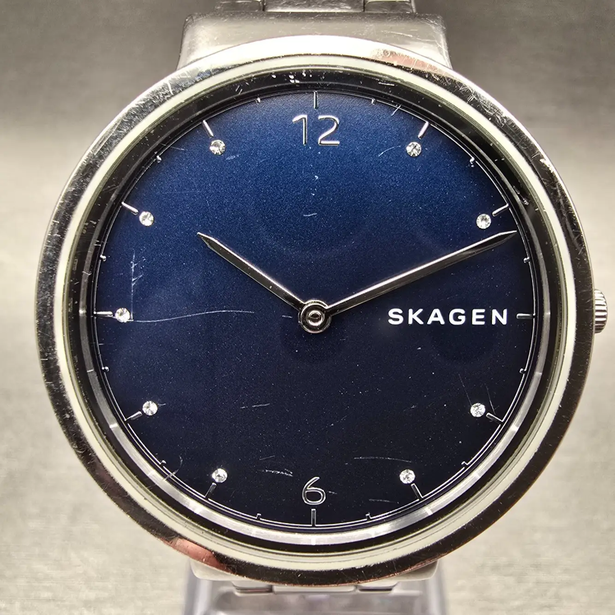 Skagen Ancher Watch Women 34mm Blue Dial Silver Tone Round SKW2606 New Battery1