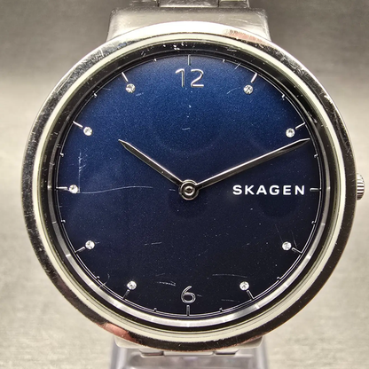 Skagen Ancher Watch Women 34mm Blue Dial Silver Tone Round SKW2606 New Battery1
