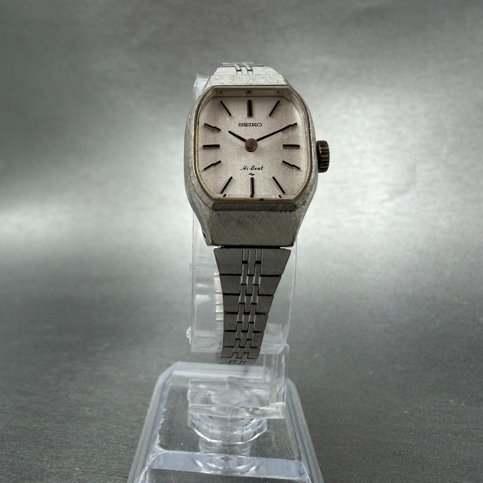 Seiko Tank Watch Women 20mm Silver Dial Silver Tone Manual 1120-3120 Runs5