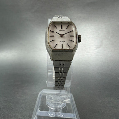 Seiko Tank Watch Women 20mm Silver Dial Silver Tone Manual 1120-3120 Runs5