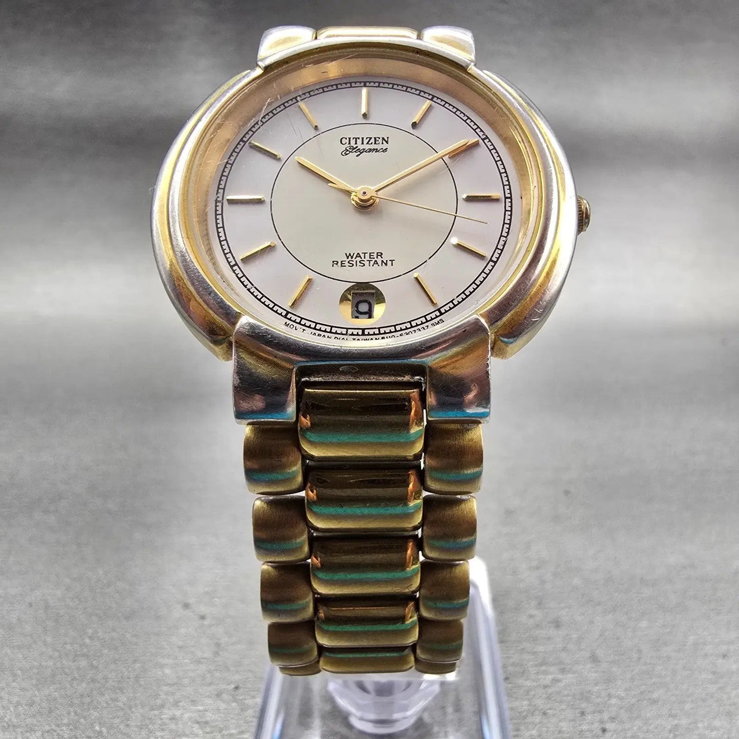 Citizen Elegance Watch Men 34mm White Dial Two Tone Date 6110-S07718 New Battery5