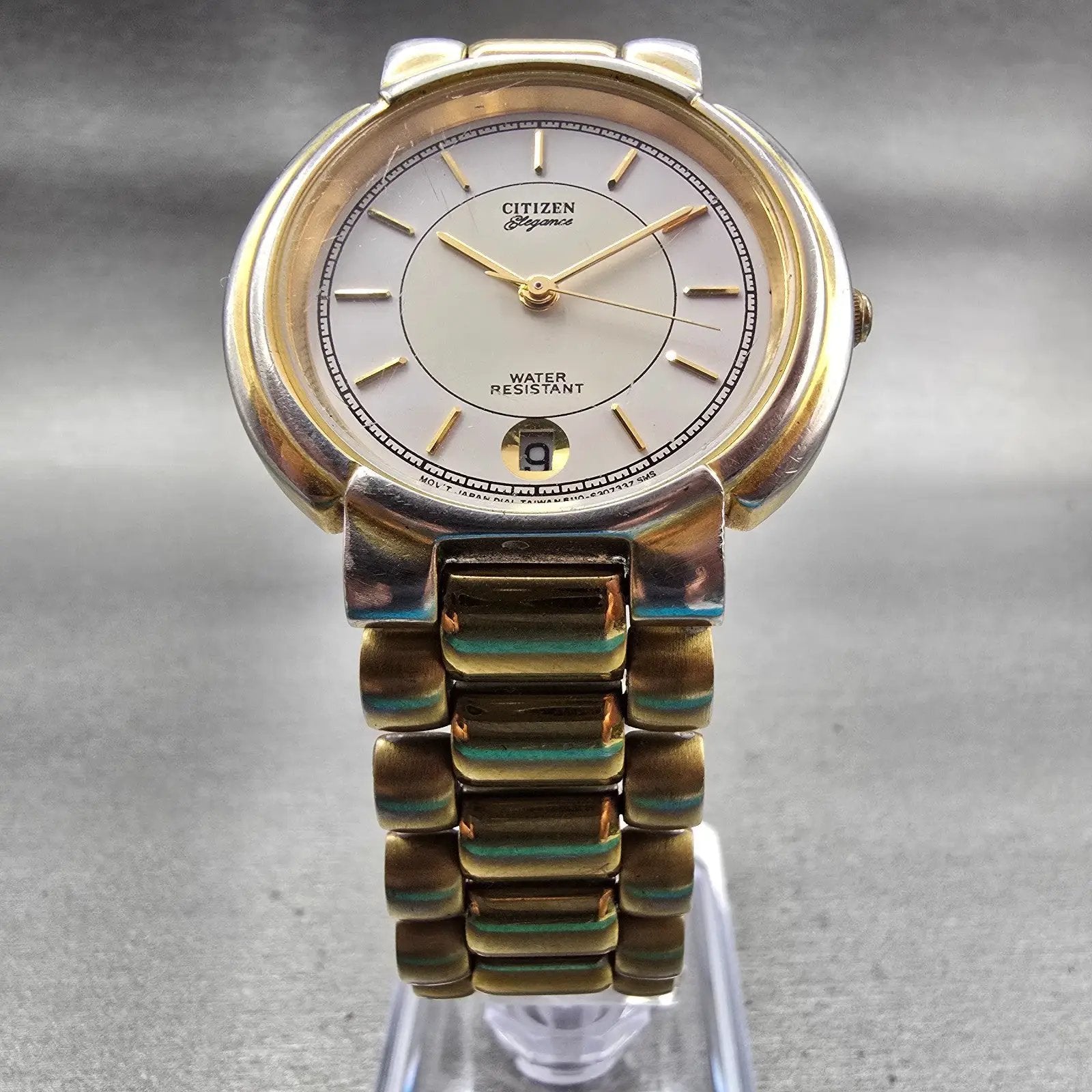 Citizen Elegance Watch Men 34mm White Dial Two Tone Date 6110-S07718 New Battery5