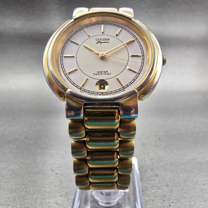 Citizen Elegance Watch Men 34mm White Dial Two Tone Date 6110-S07718 New Battery5
