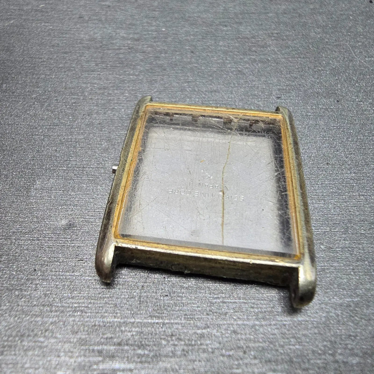 Seiko 6020-5059 Watch Case Gold Tone Rectangle 25mm Vintage4