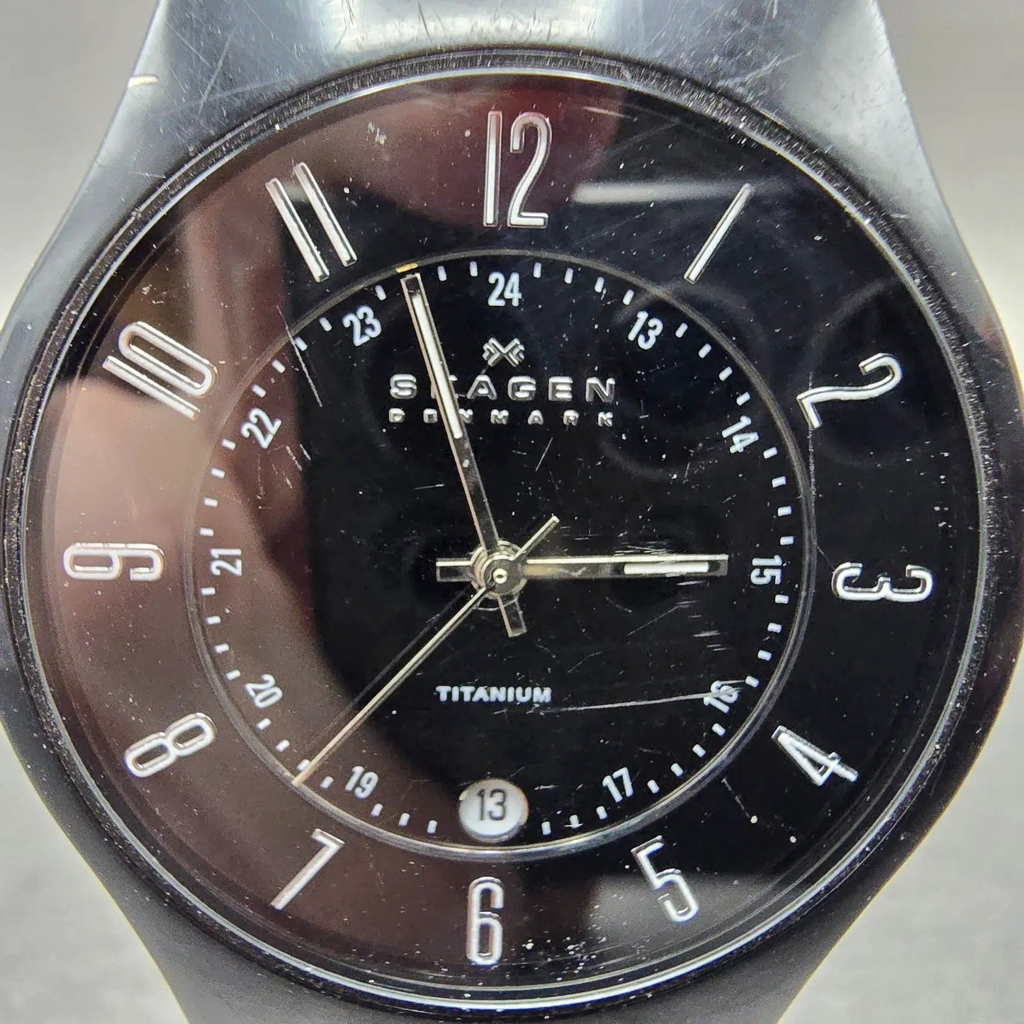 Skagen Watch Men 37mm Black Dial Black Tone Date Round 233XLTMB PARTS NO CROWN2